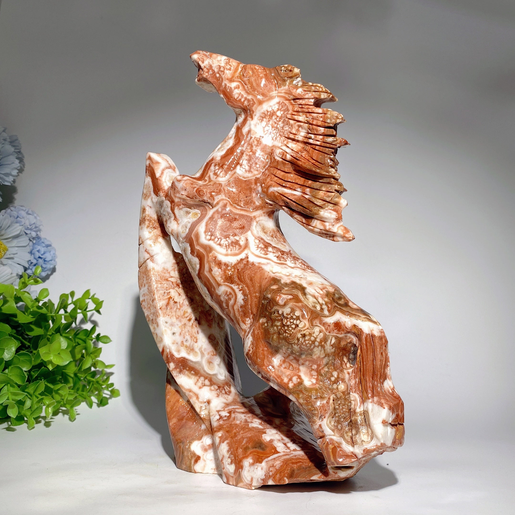 Cheval cabré en cristal de calcite chocolat 18 cm