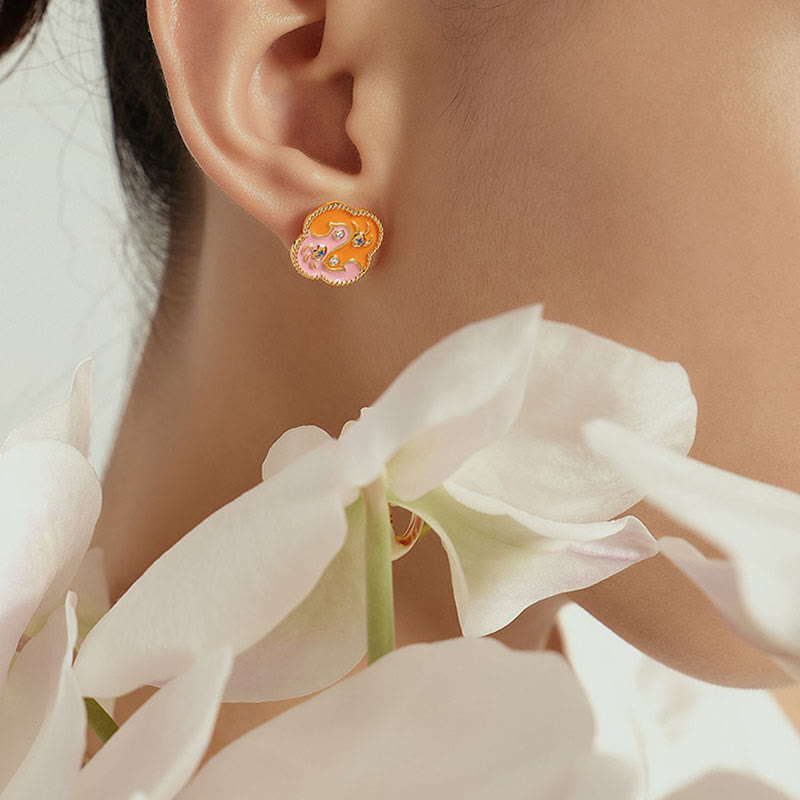 Parure de bijoux en cuivre plaqué or 18 carats avec deux oiseaux et zircons