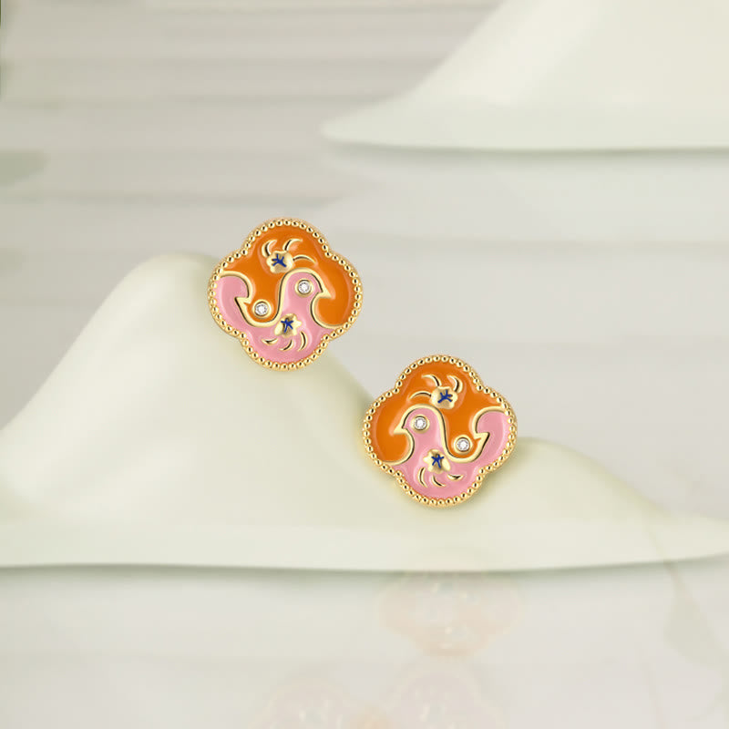 Parure de bijoux en cuivre plaqué or 18 carats avec deux oiseaux et zircons