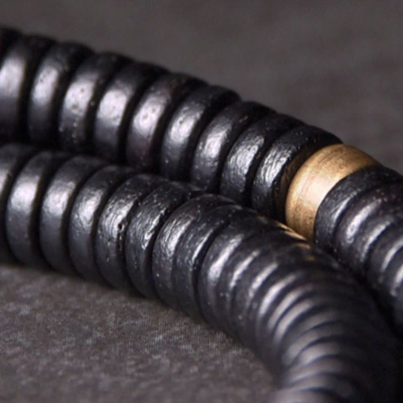 Bracelet boule en laiton et bois d'ébène de 18 mm pour l'équilibre et le calme