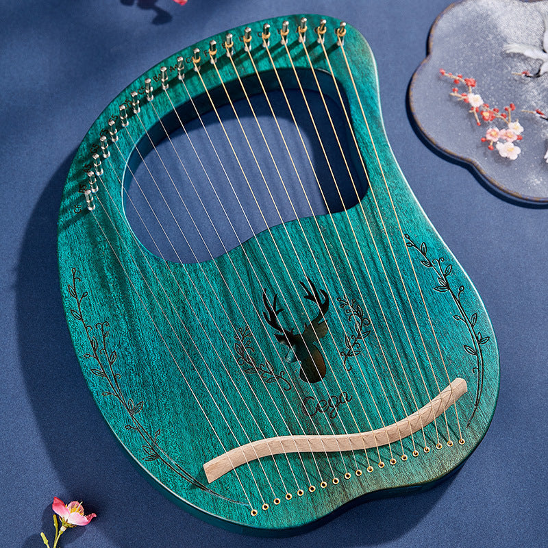 19-String Mahogany Lyre Harp Instrument