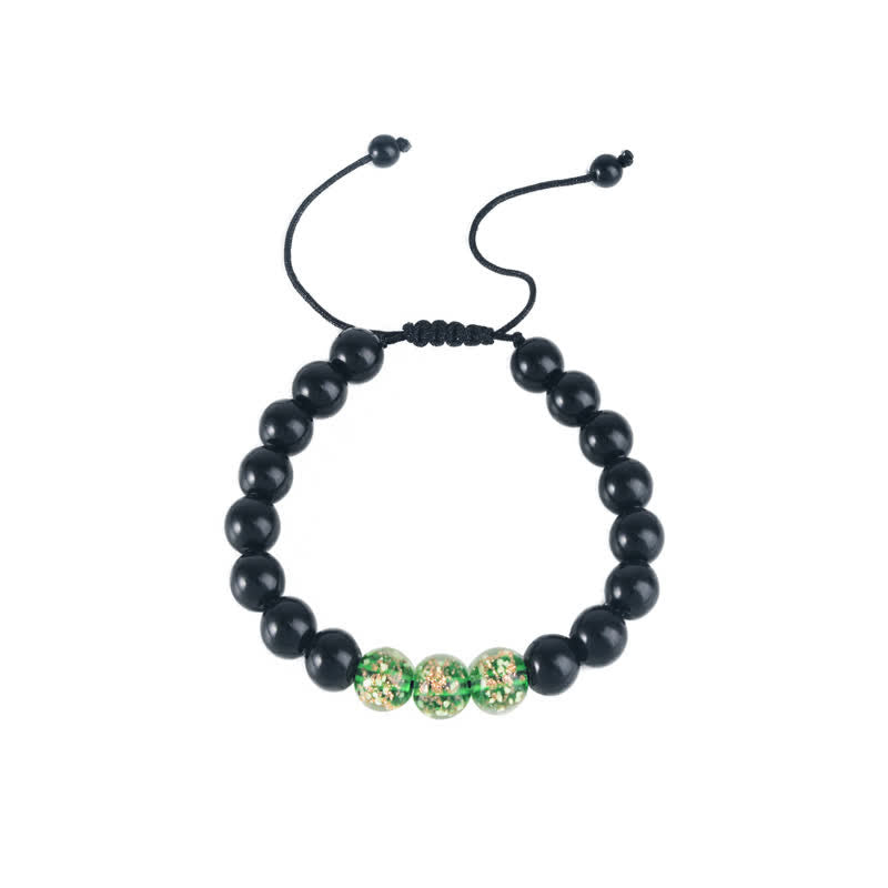 10mm Black Obsidian Strength Bracelet with Glowstone