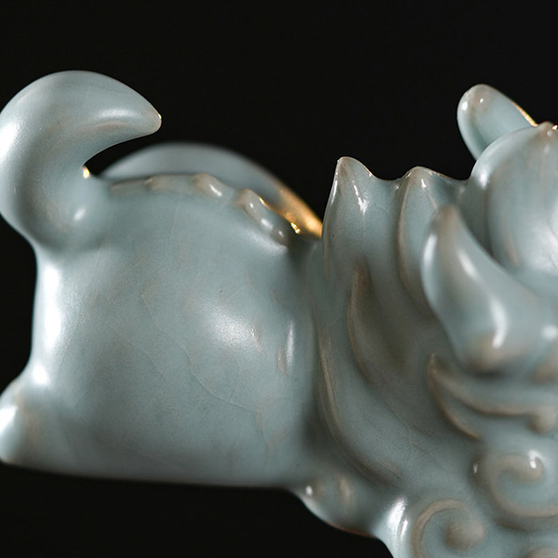 Ceramic Year of the Dragon Luck Figurine 10.2cm Decor