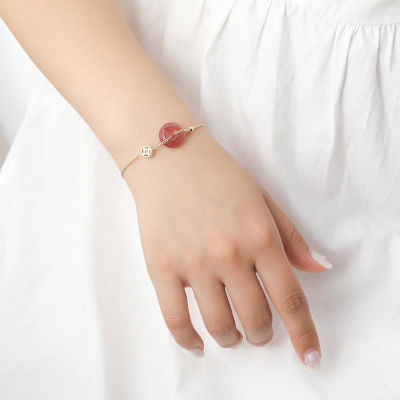 Bracelet d'amour en quartz fraise pour la paix et la guérison