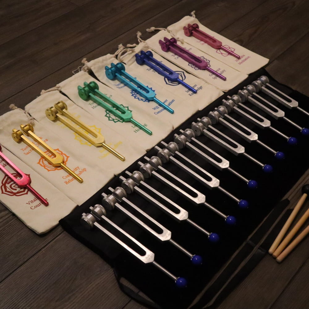 19pc Chakra & Planetary Tuning Fork Set for Sound Healing - On sale