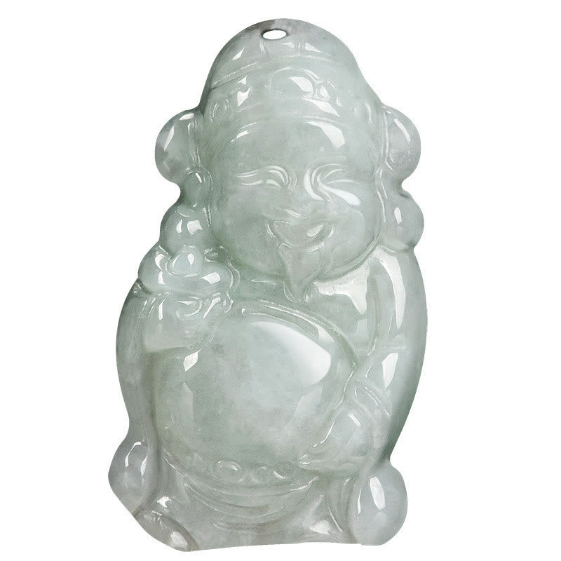 Natural Jade Caishen Ingot Necklace for Prosperity & Luck