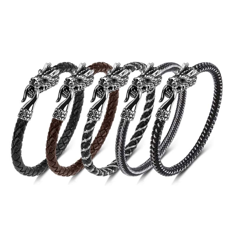 Titanium Steel Dragon Protection Luck Bracelet