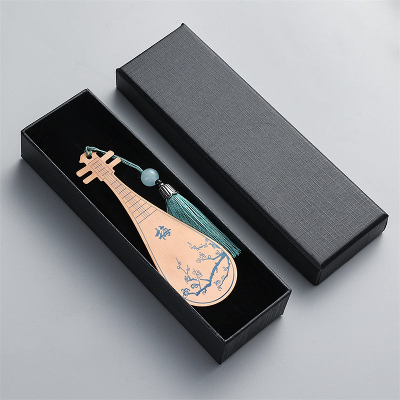 Gold Guzheng Metal Bookmark | Classical Instrument Design