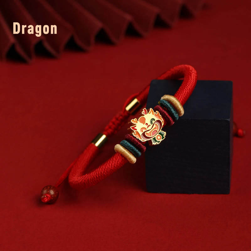 925 Sterling Silver Chinese Zodiac Red Bracelet for Luck