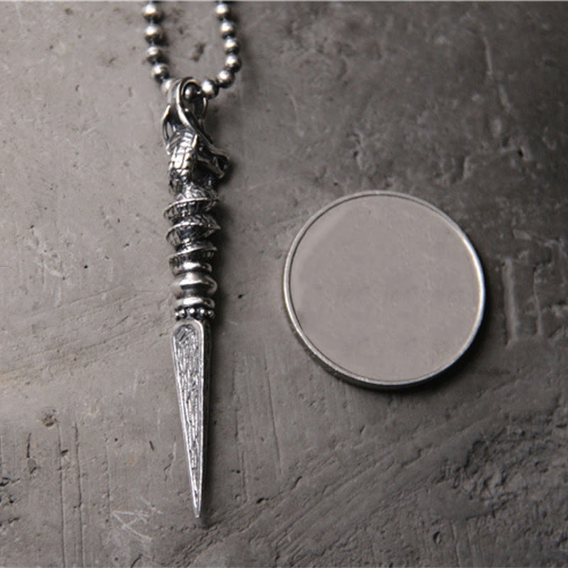925 Sterling Silver Dragon Protection Necklace Dorje Vajra