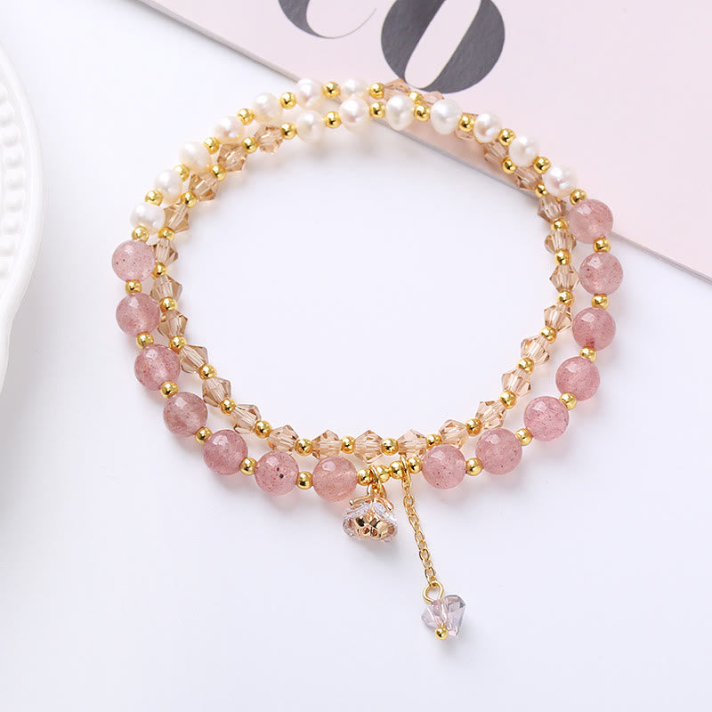 Bracelet de guérison à double tour en perles d'améthyste et d'aigue-marine