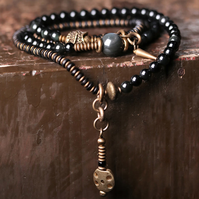 6mm Rainbow Obsidian Positive Multilayer Bracelet