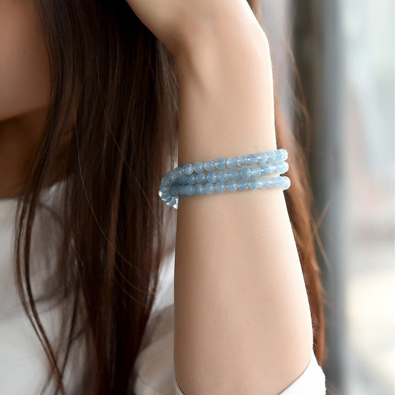 6mm Aquamarine Bracelet for Peace and Emotional Healing