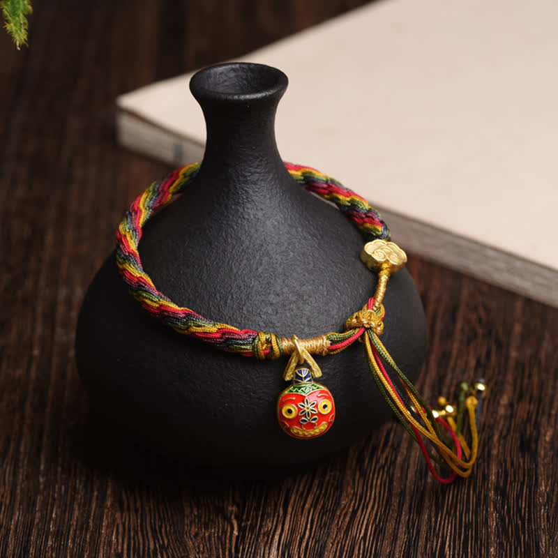 Gold Swallowing Beast Reincarnation Knot Red String Bracelet