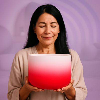 Bol chantant en cristal - Bol sonore pour le chakra racine - Bol de méditation avec note C pour la guérison