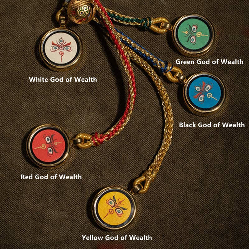 Handmade Five Gods of Wealth Thangka Wall Hanging