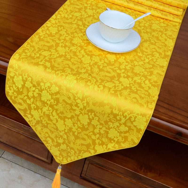 Tibetan Prayer Altar Table Runner with Dragon & Vajra