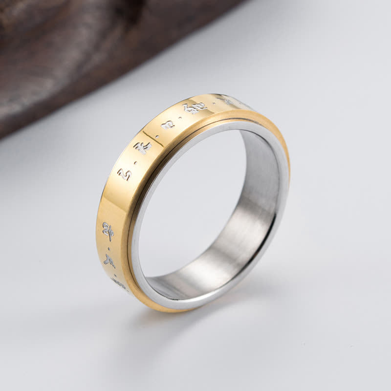 Titanium Steel Mantra Balance Rotatable Spiritual Ring
