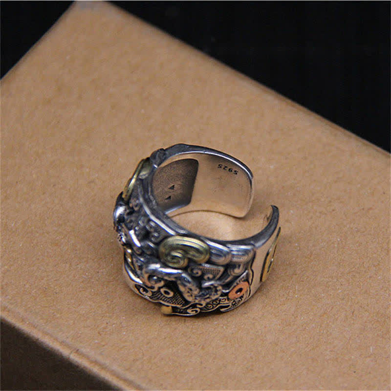 925 Sterling Silver Kui Cattle Protection Adjustable Spiritual Ring