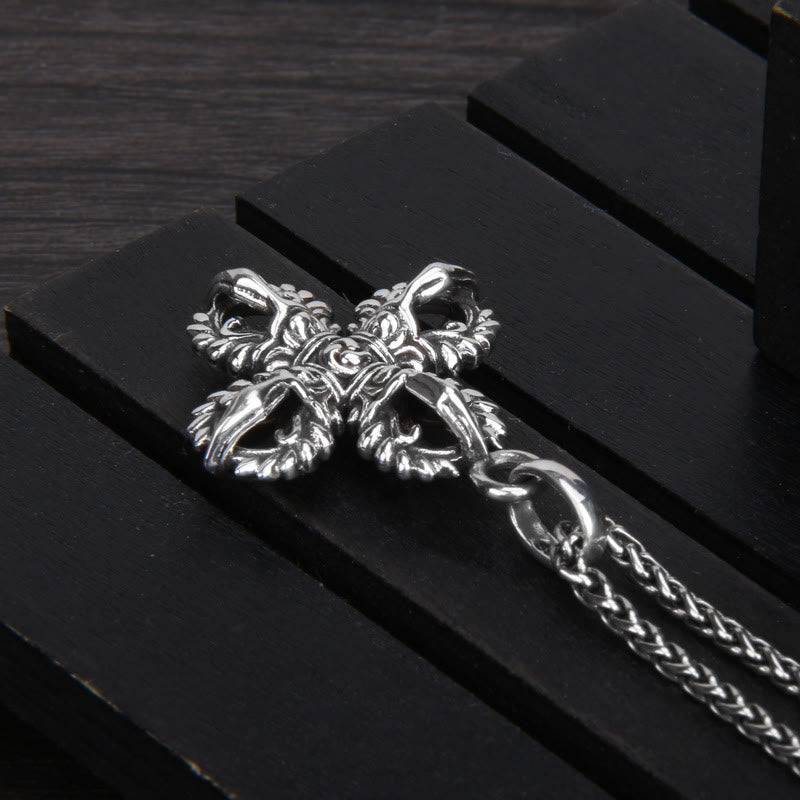 925 Sterling Silver Double Dorje Vajra Necklace Spiritual Strength