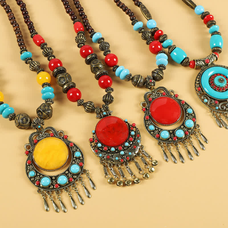 Copper Tibetan Spiritual Retro Beads Tassel Hair Accessories