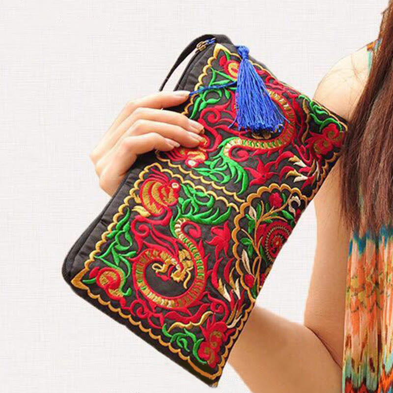 Dragon Butterfly Spiritual Cosmos Flower Wallet 14x25cm