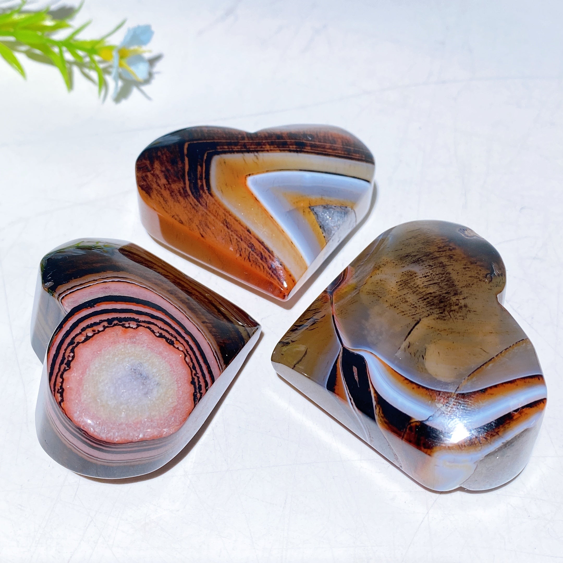 2.0-2.3 inch Black Sardonyx Crystal Heart for Healing