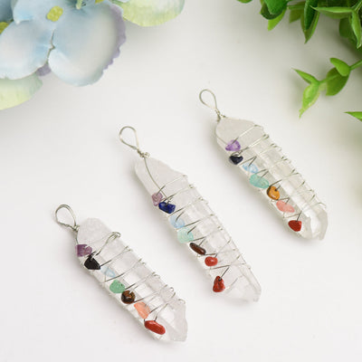 Collier de guérison spirituelle avec pendentif chakra en sélénite de 2,0 à 2,4 pouces