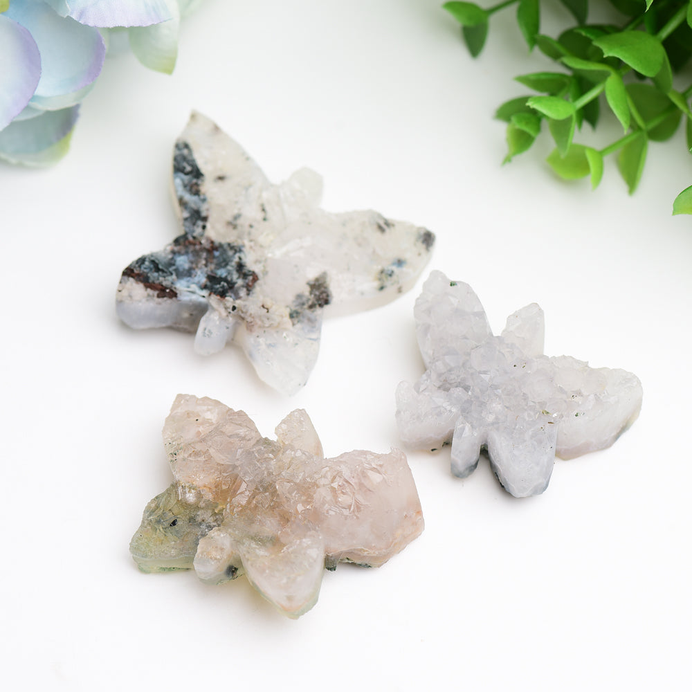 2.0-2.5" Clear Quartz Butterfly Crystal Figurine Carving