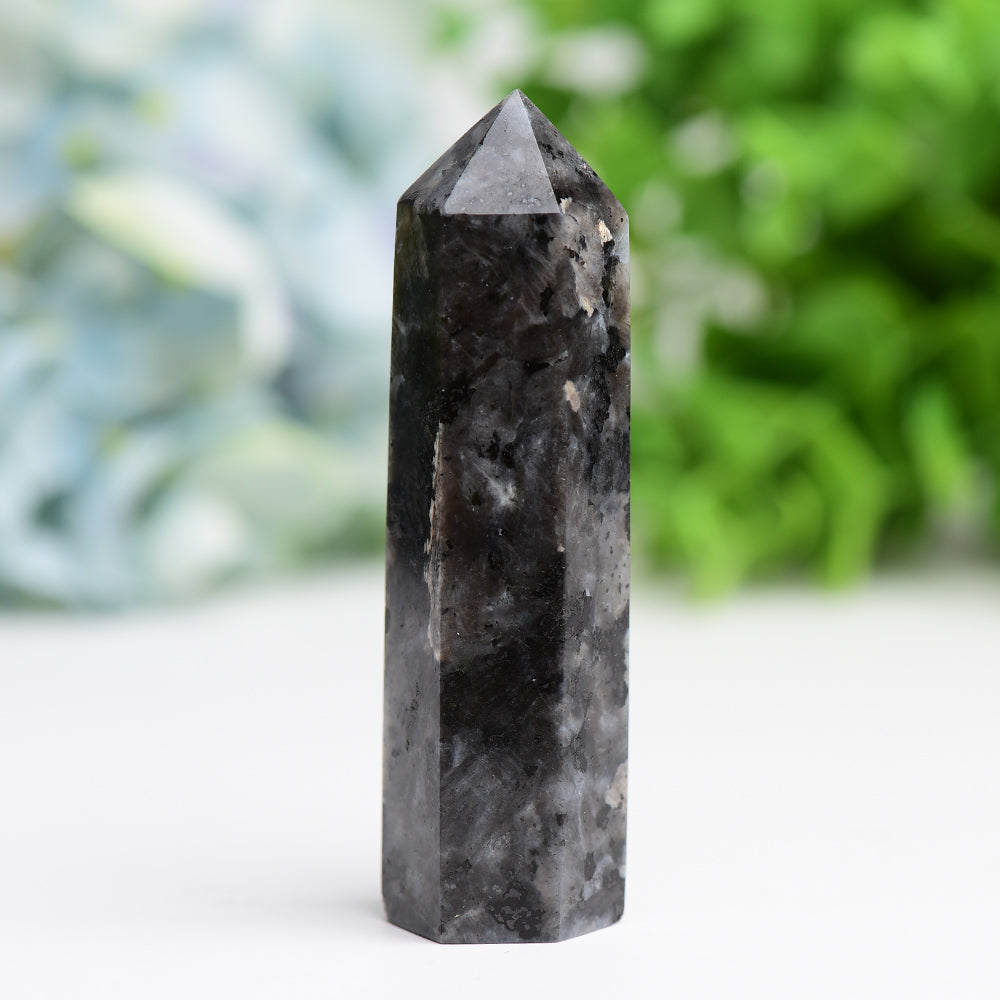 Pointes de cristal de larvikite de 2,0 à 4,5 pouces pour la guérison énergétique