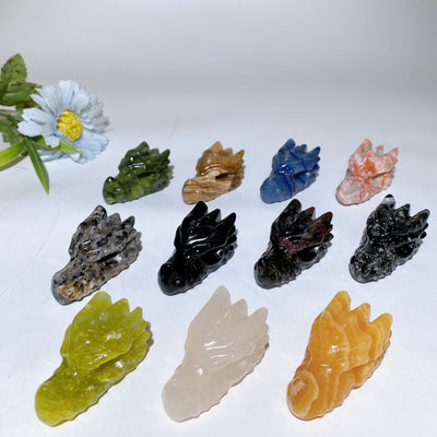 Figurines de guérison sculptées en tête de dragon en cristal de 2,0 pouces