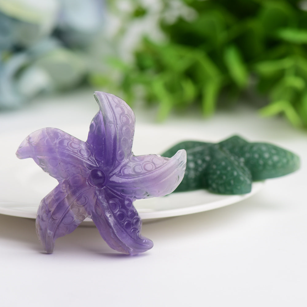 2.0 Inch Fluorite Sea Star Crystal Carving for Healing