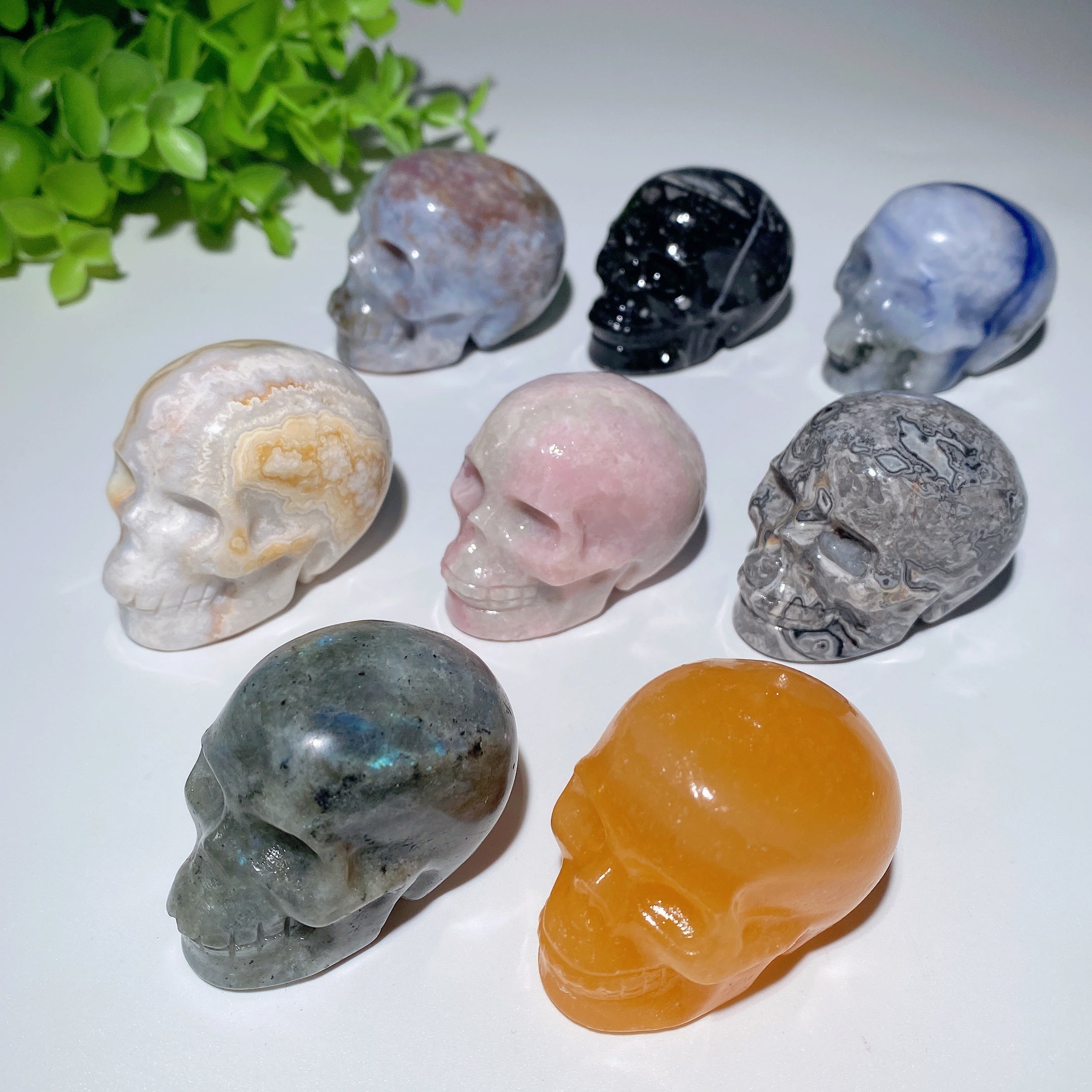 Sculptures de crânes en cristal mixtes de 2,0 pouces pour la guérison et la méditation