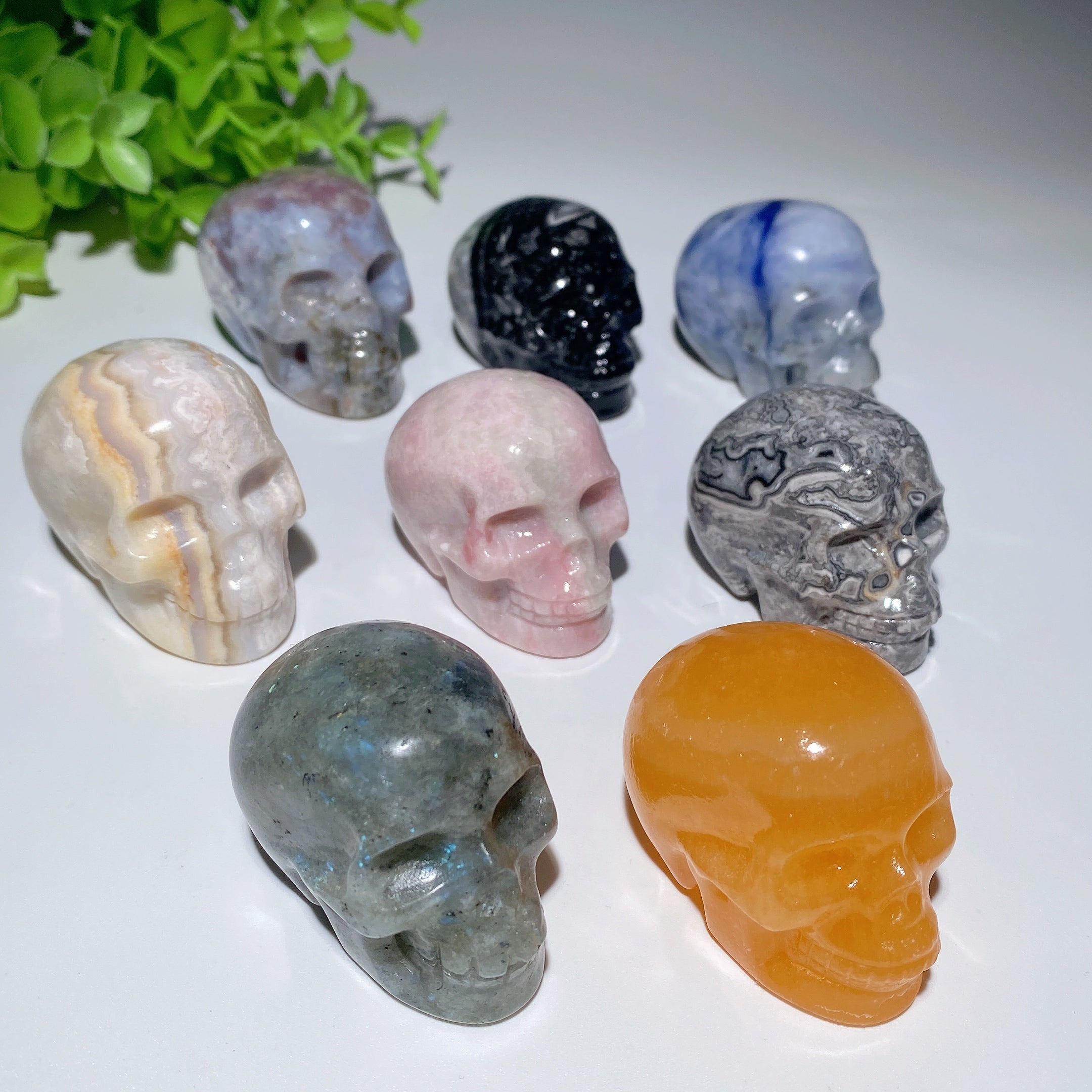 Sculptures de crânes en cristal mixtes de 2,0 pouces pour la guérison et la méditation