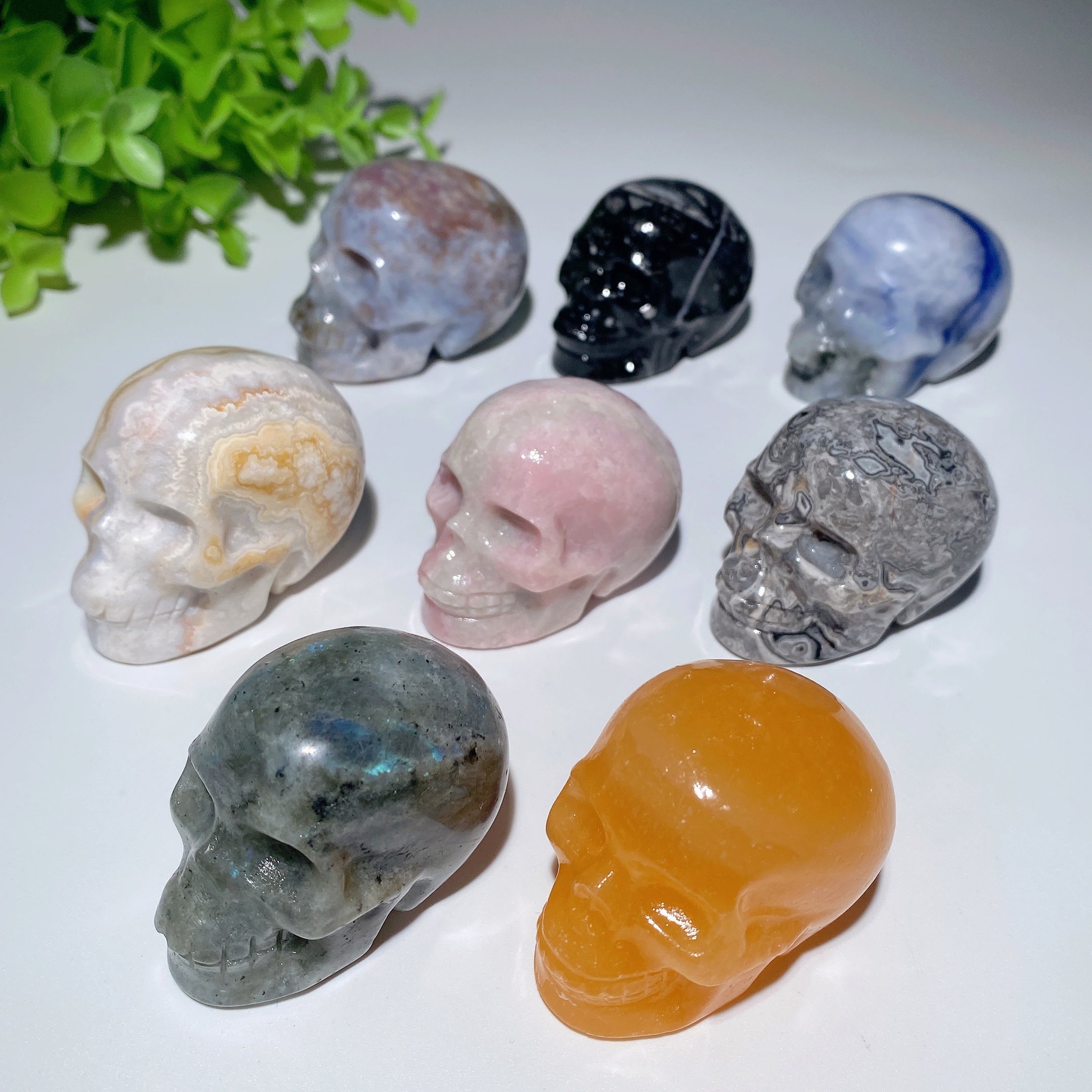 2.0-inch Mixed Crystal Skull Carvings for Healing & Meditation