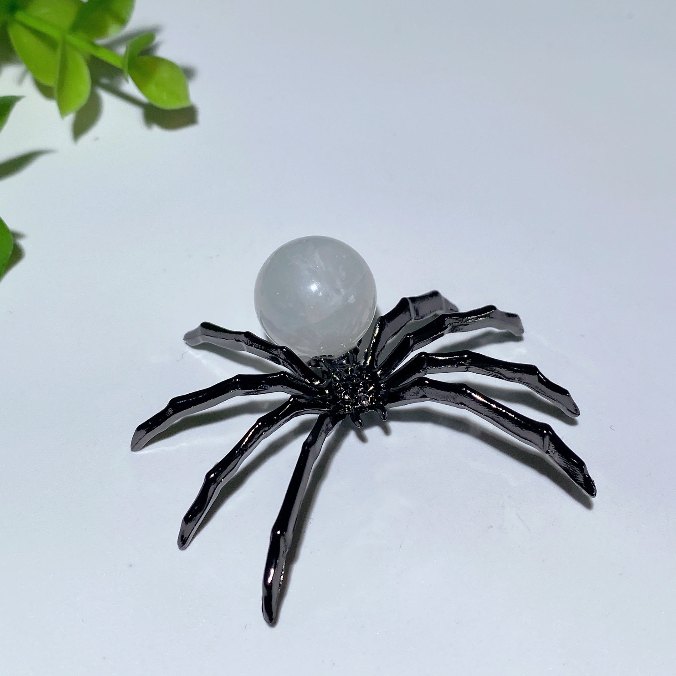Figurine d'araignée en cristal mixte de 5 cm avec corps en pierre précieuse polie
