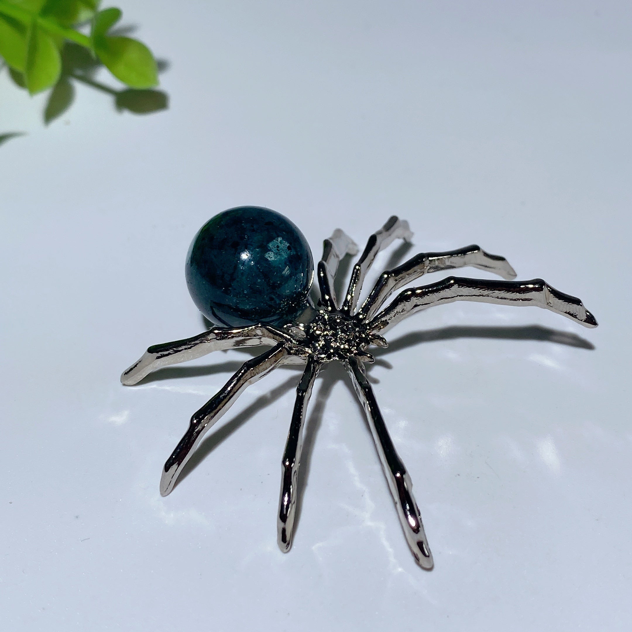 Figurine d'araignée en cristal mixte de 5 cm avec corps en pierre précieuse polie