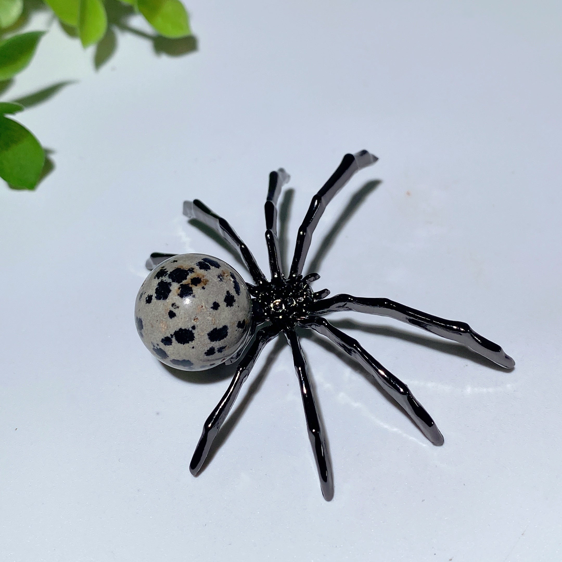 Figurine d'araignée en cristal mixte de 5 cm avec corps en pierre précieuse polie