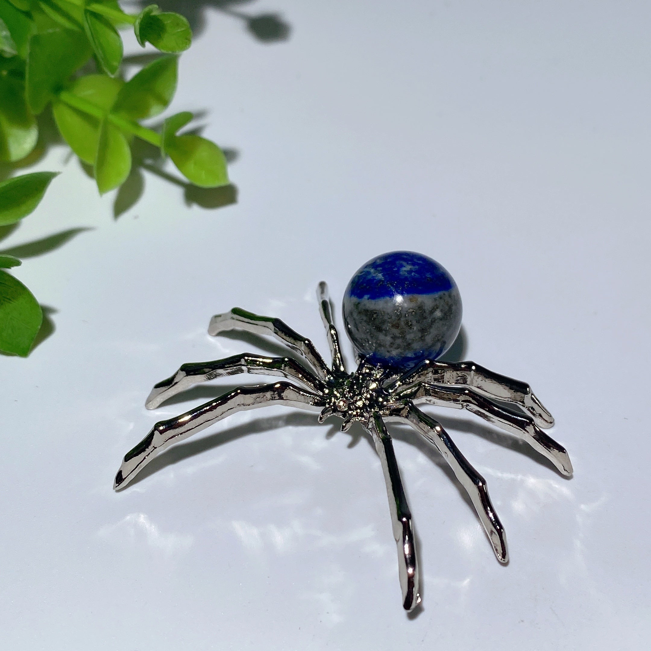 Figurine d'araignée en cristal mixte de 5 cm avec corps en pierre précieuse polie