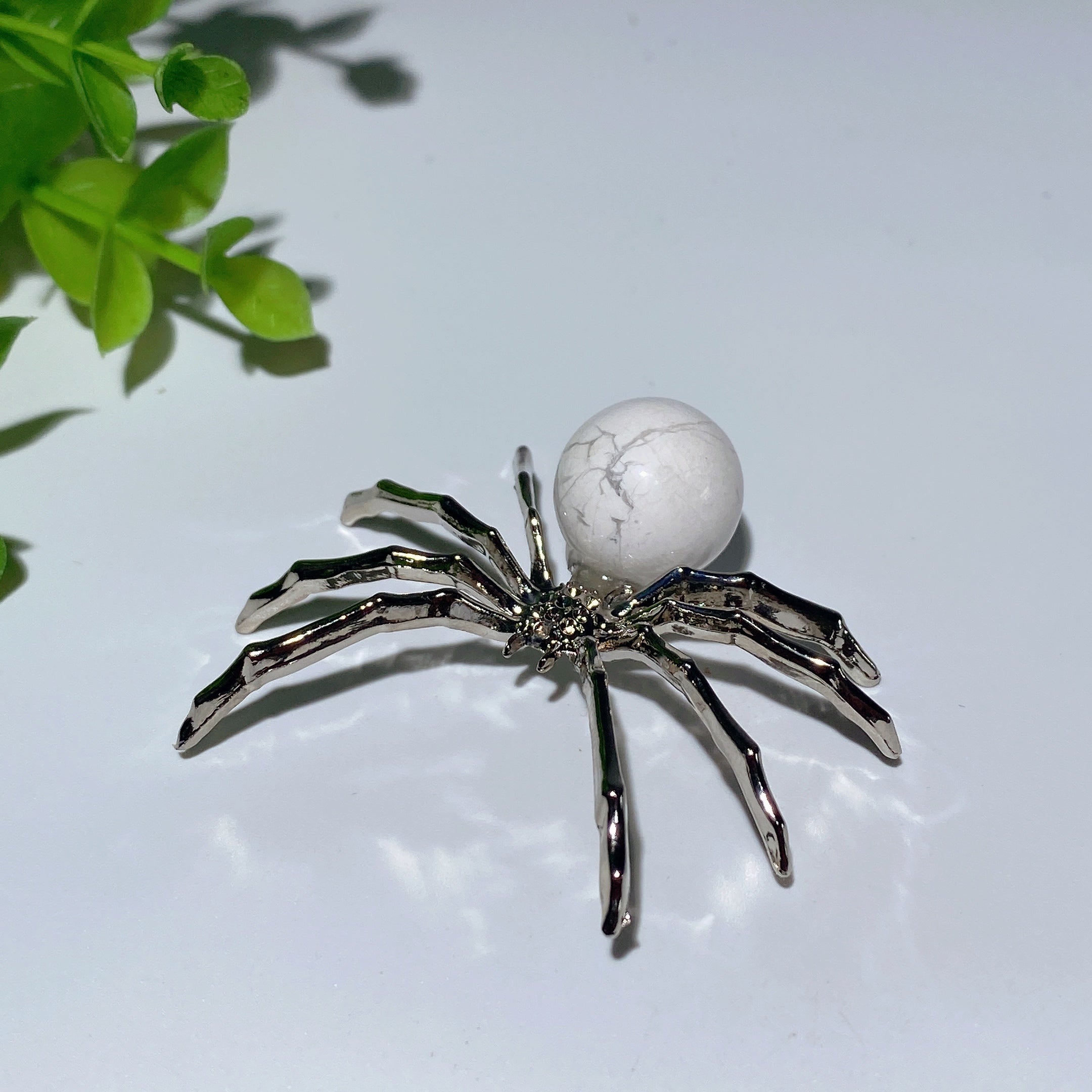Figurine d'araignée en cristal mixte de 5 cm avec corps en pierre précieuse polie