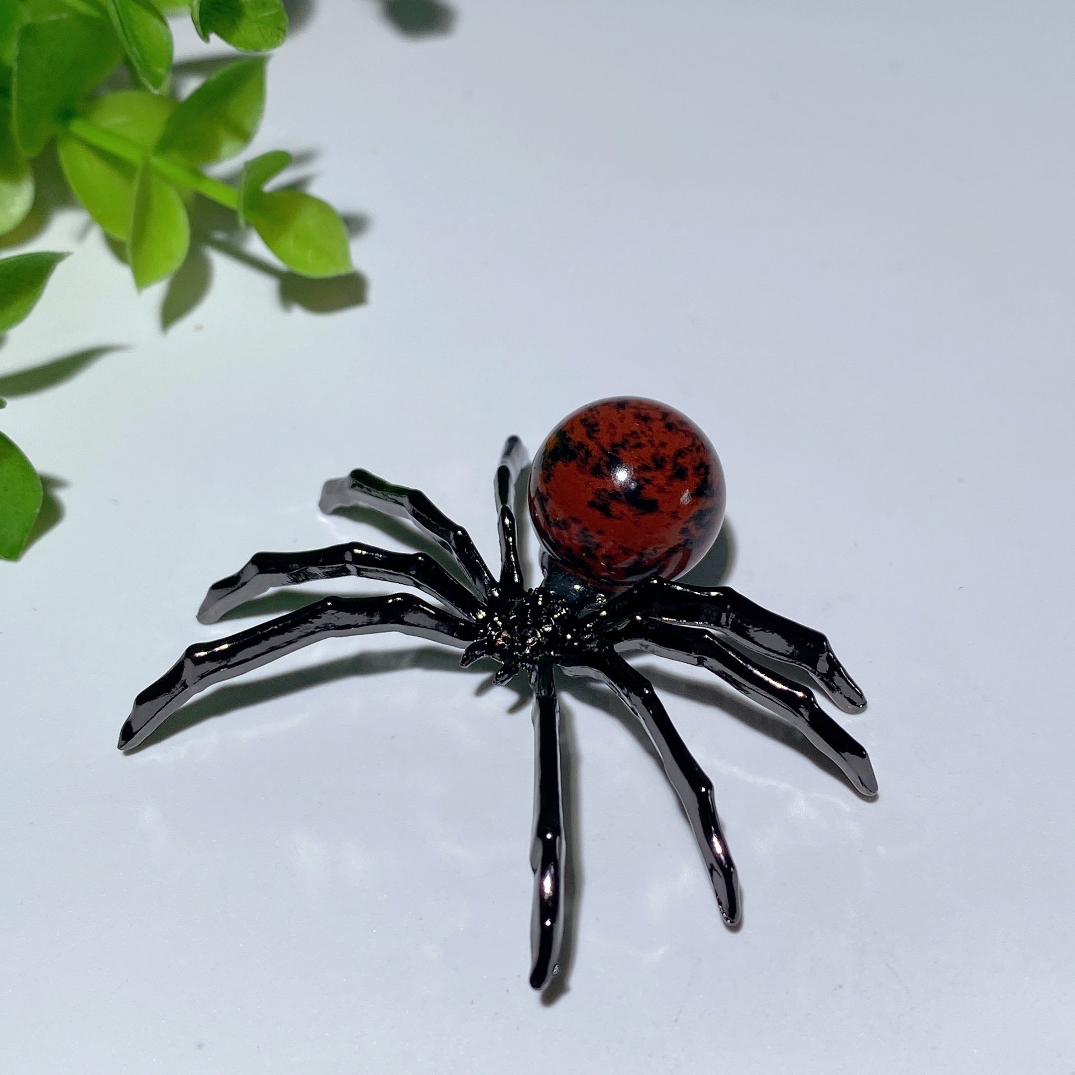Figurine d'araignée en cristal mixte de 5 cm avec corps en pierre précieuse polie