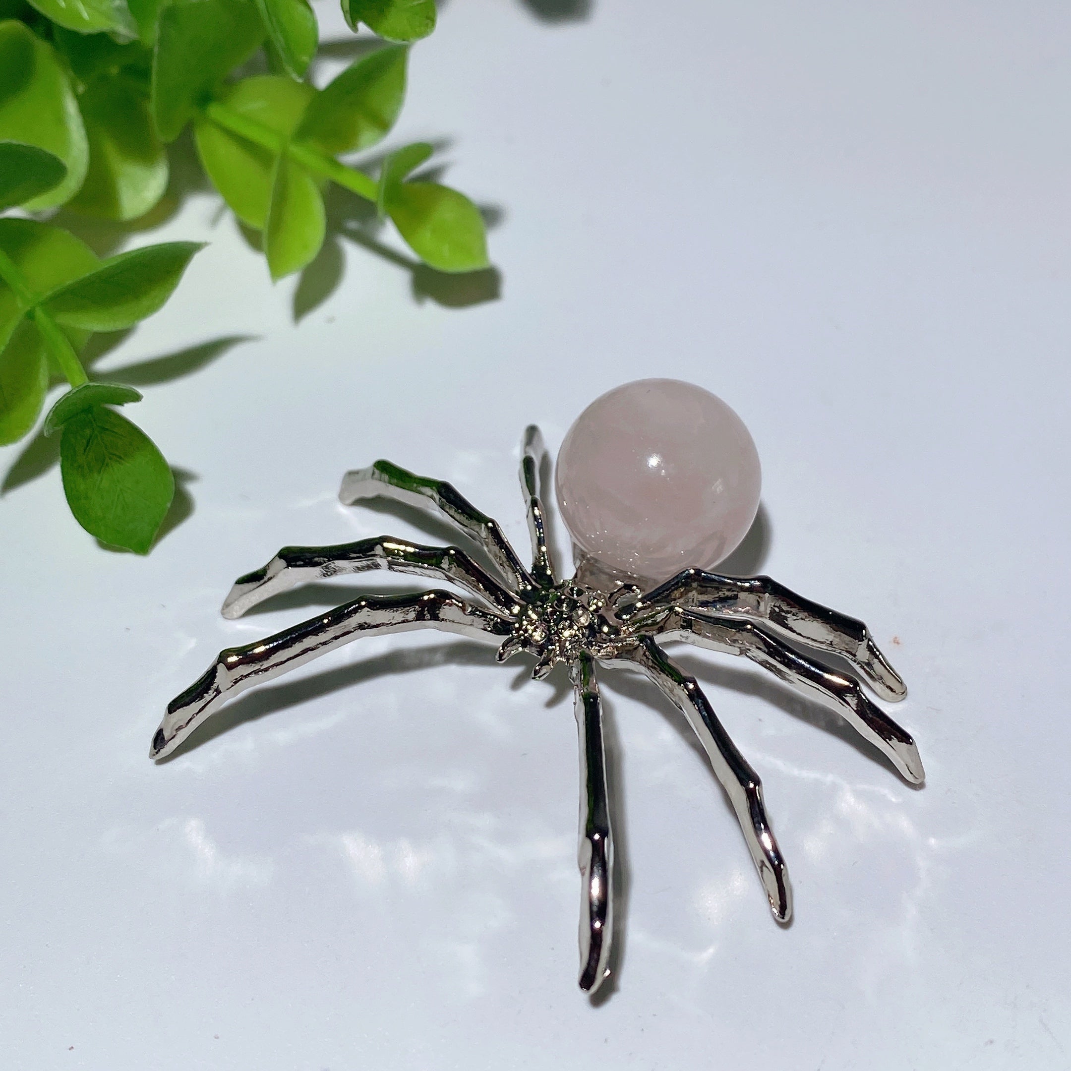 Figurine d'araignée en cristal mixte de 5 cm avec corps en pierre précieuse polie