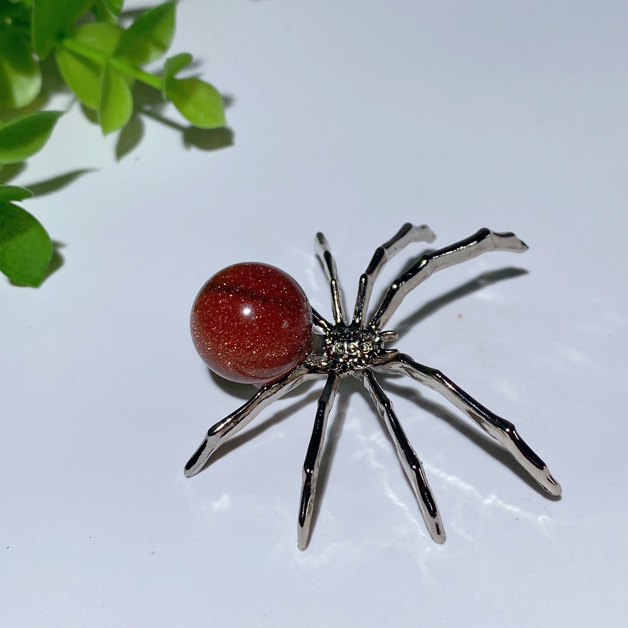 Figurine d'araignée en cristal mixte de 5 cm avec corps en pierre précieuse polie