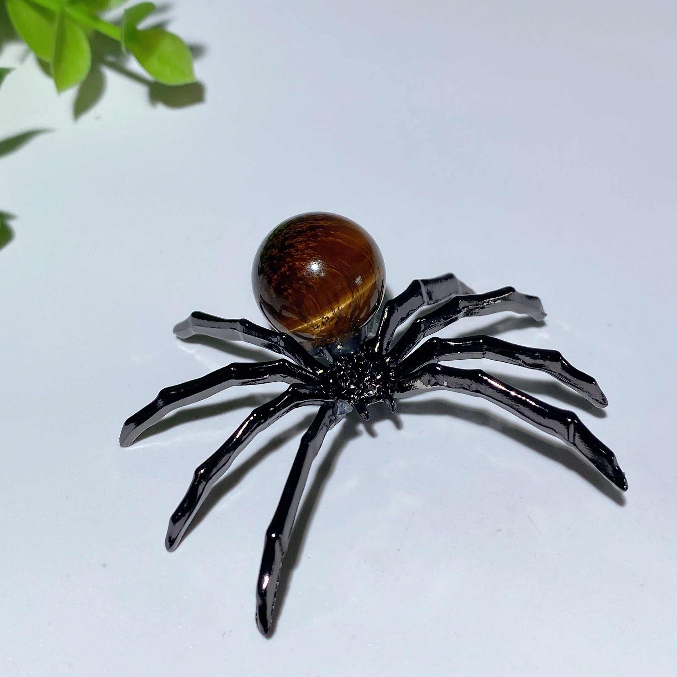 Figurine d'araignée en cristal mixte de 5 cm avec corps en pierre précieuse polie