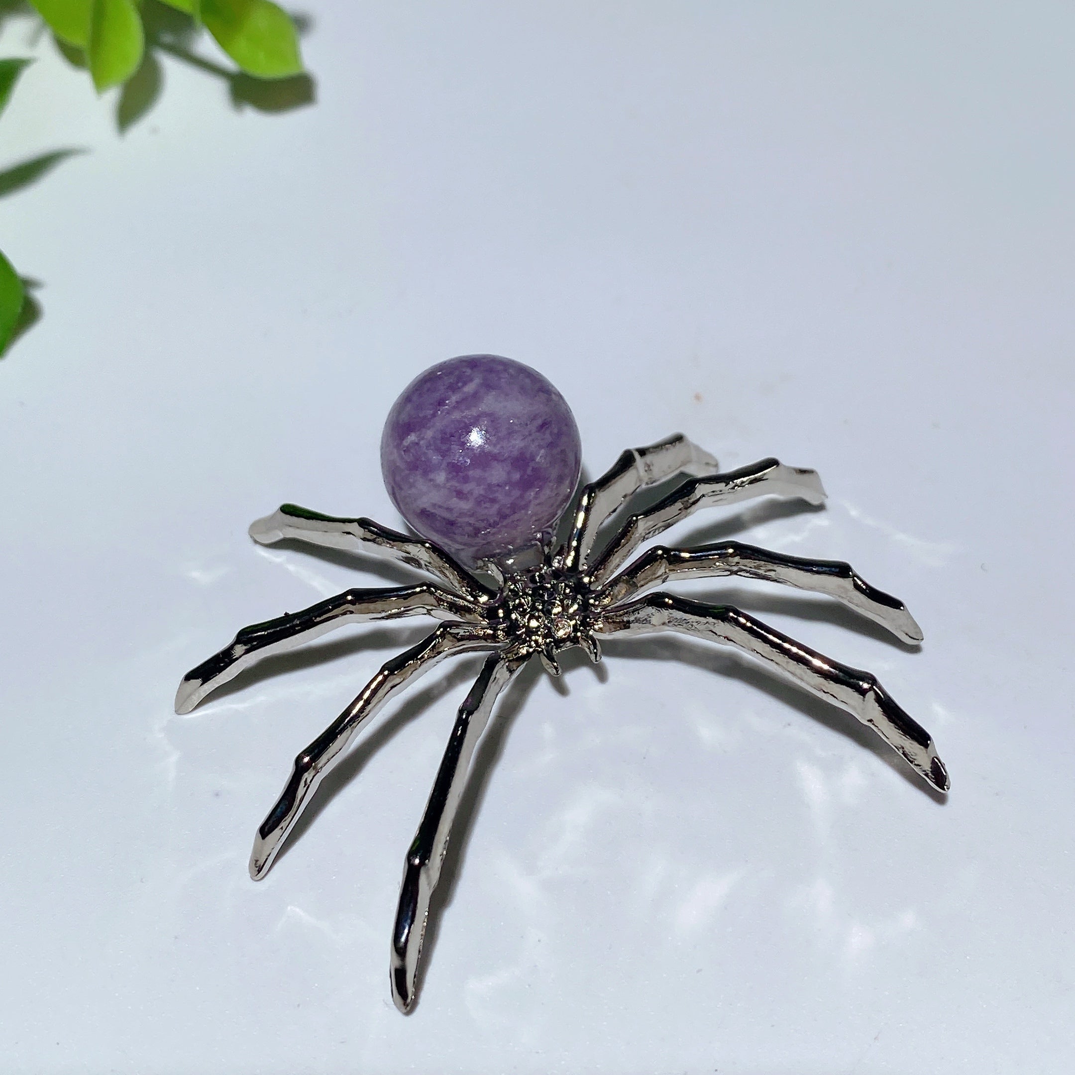 Figurine d'araignée en cristal mixte de 5 cm avec corps en pierre précieuse polie