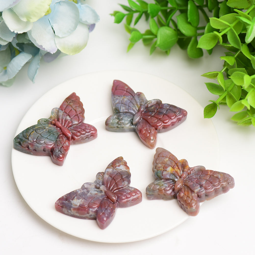 2.0 inch Ocean Jasper Butterfly Crystal Carving