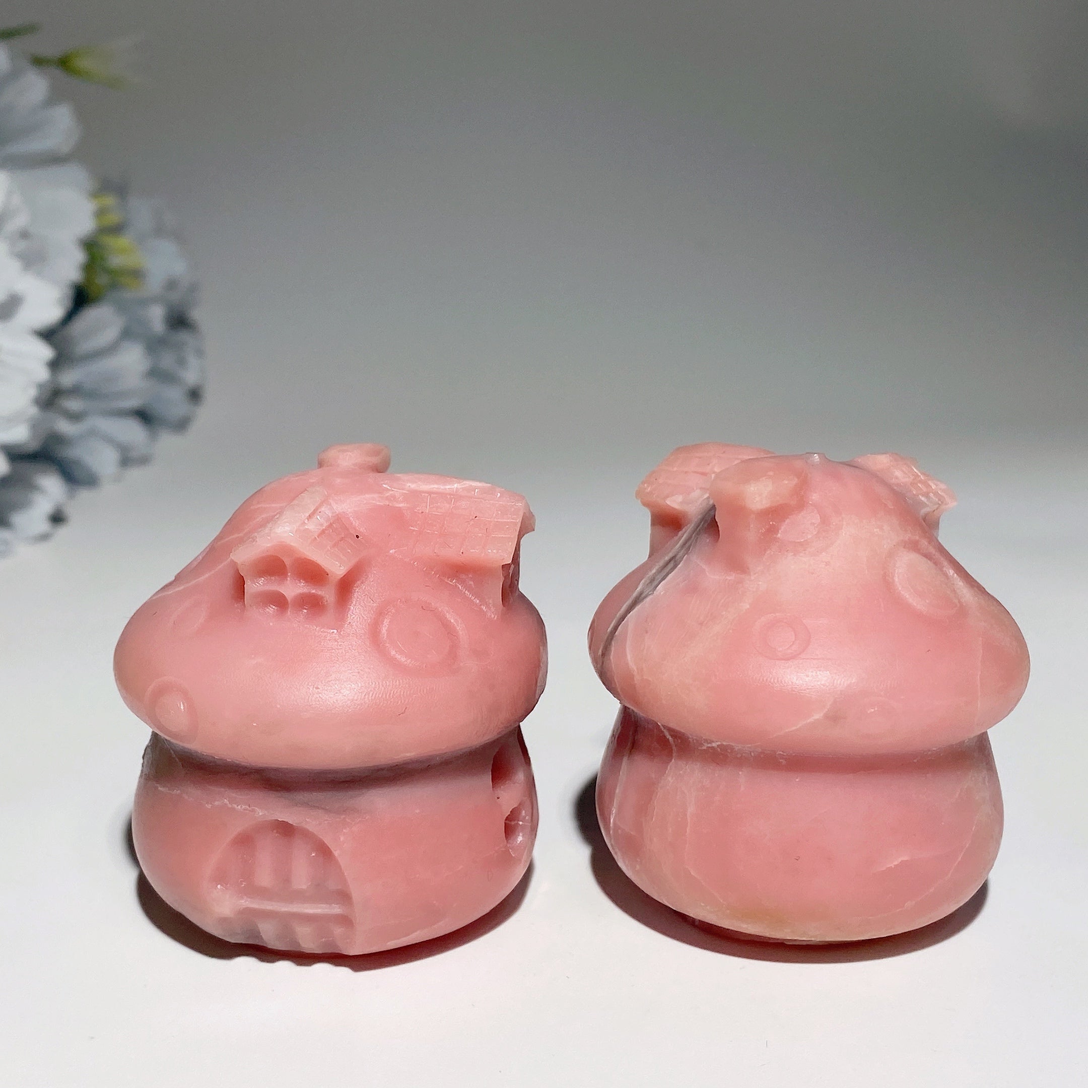 2.0-inch Pink Jade Crystal House Carving - Healing Specimen