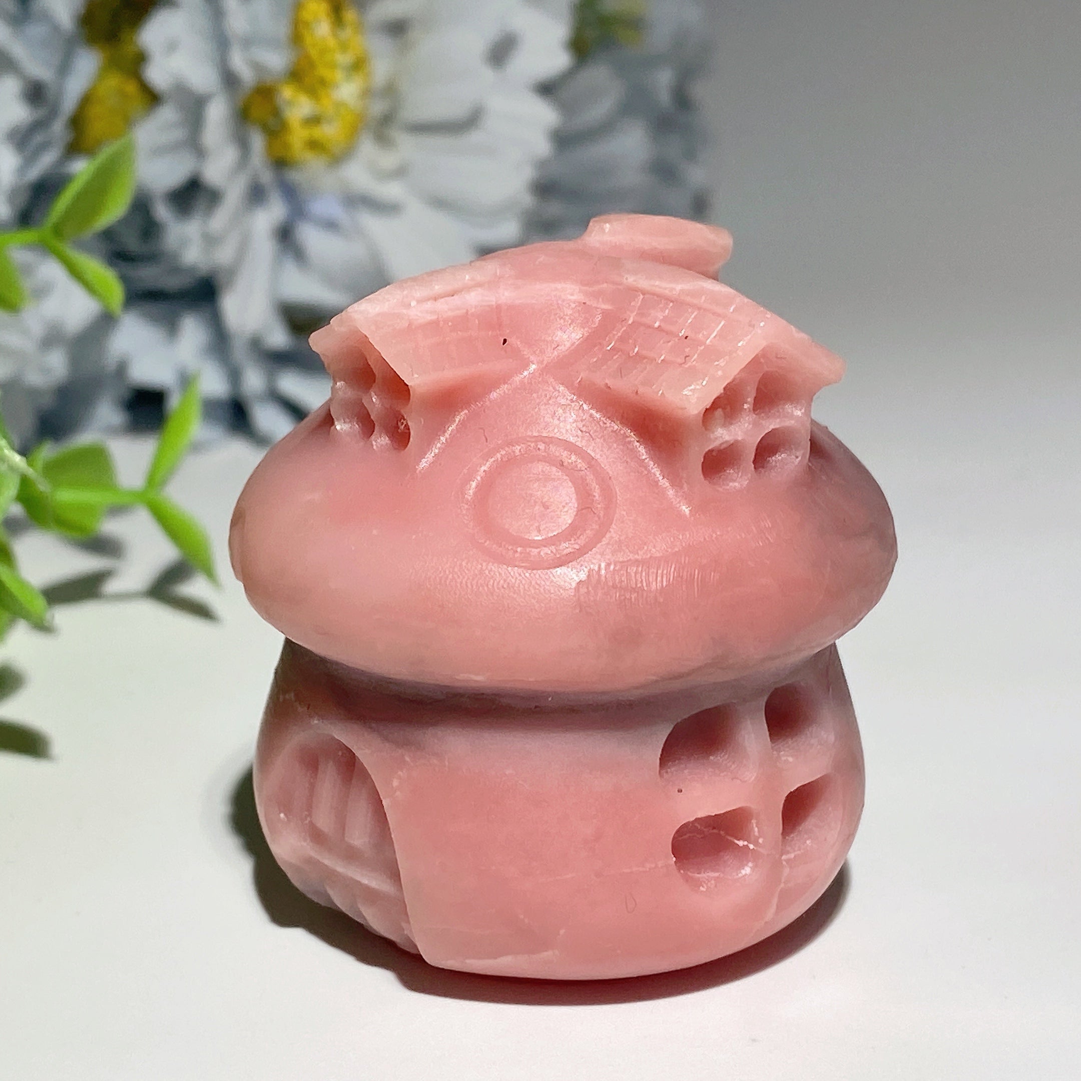 2.0-inch Pink Jade Crystal House Carving - Healing Specimen