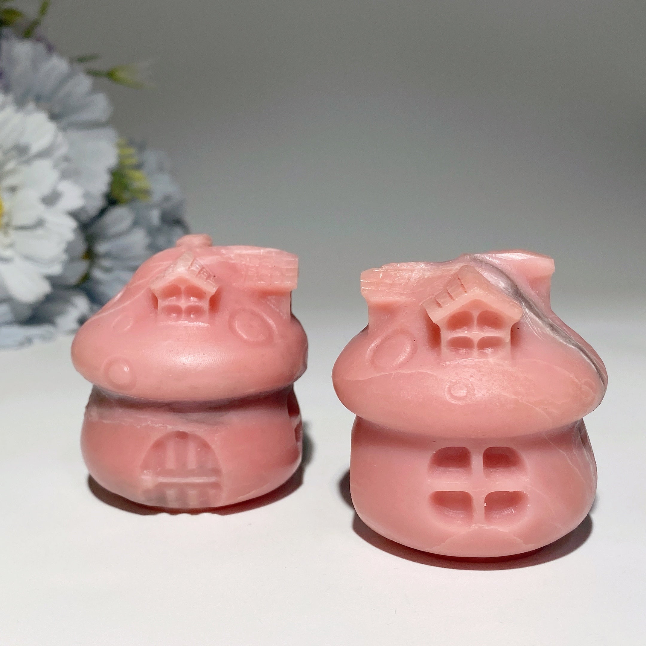 2.0-inch Pink Jade Crystal House Carving - Healing Specimen