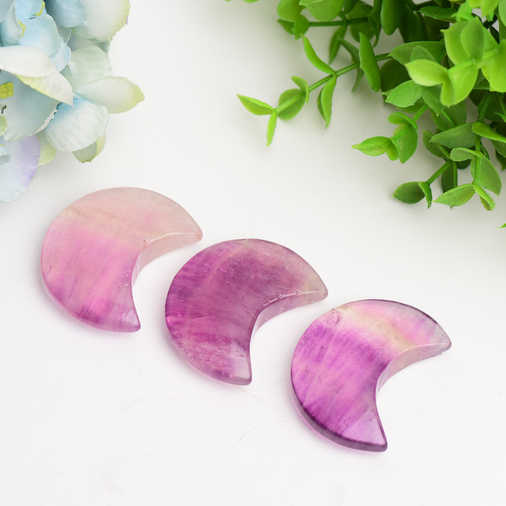 2.0 Inch Purple Fluorite Moon Crystal Figurine
